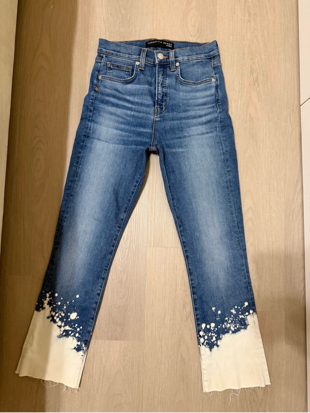 Veronica Beard Carly Kick Flare High Rise Jeans Lava Stone